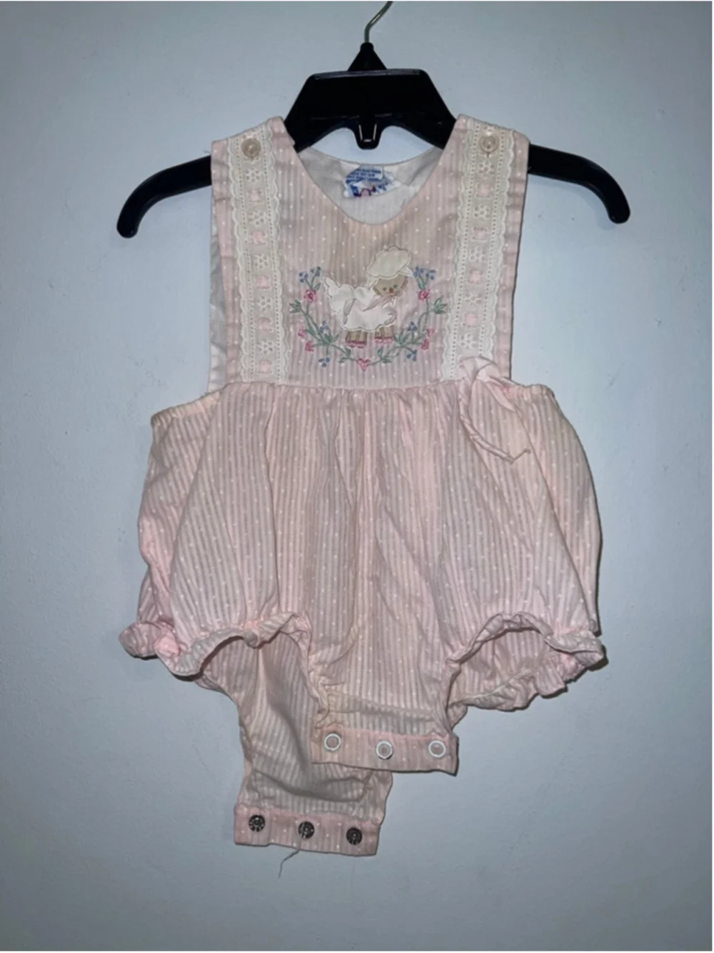 VTG Baby F.L. Kids Pink & White Striped Lamb Bodysuit 6 Months